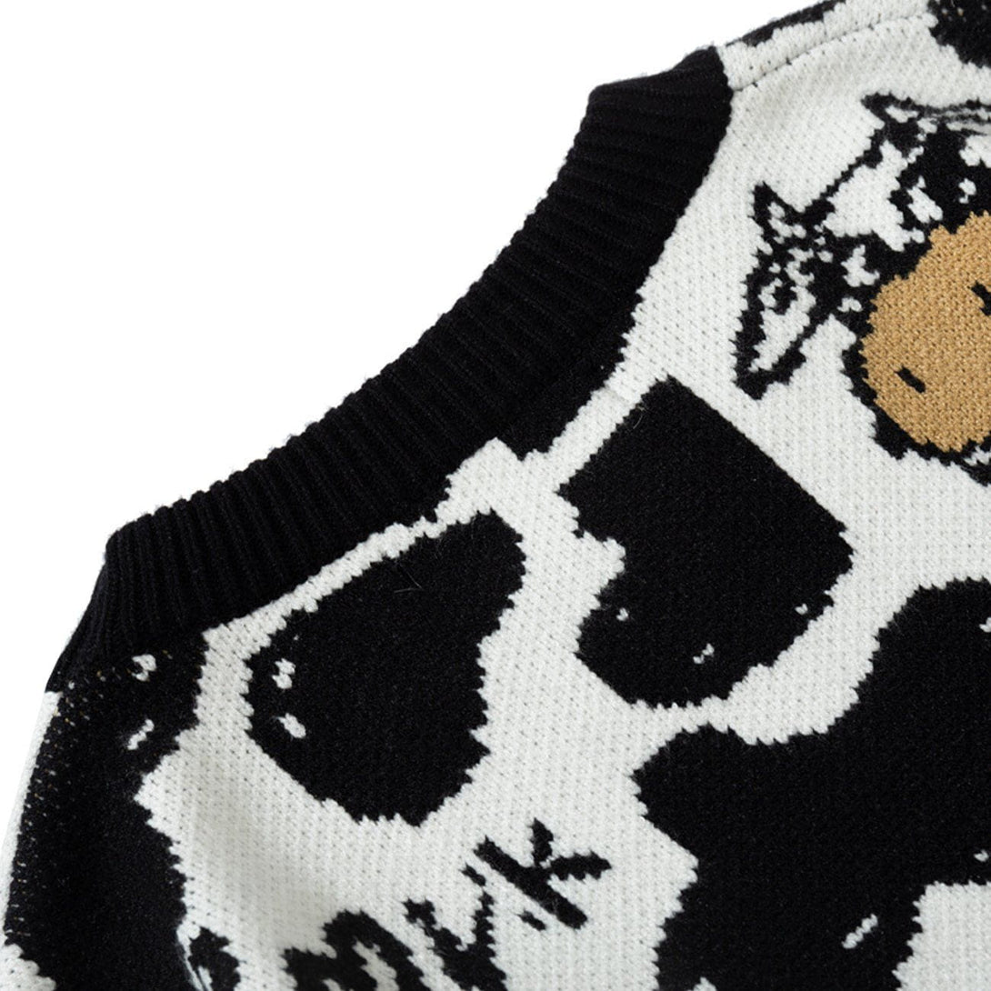 AlanBalen® - Cow Embroidered Knit Sweater AlanBalen