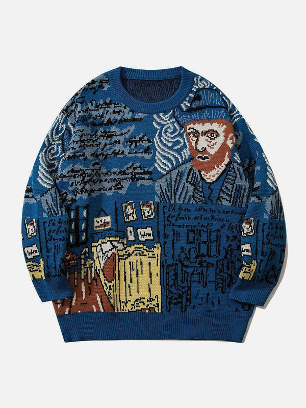 AlanBalen® - Van Gogh Oil Painting Knit Sweater AlanBalen