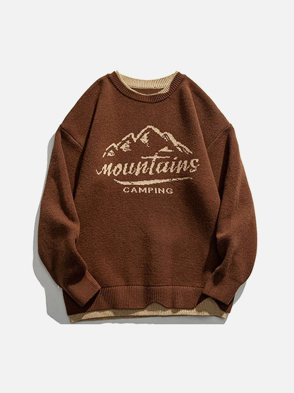 AlanBalen® - Vintage Fake Two Mountains Knit Sweater AlanBalen