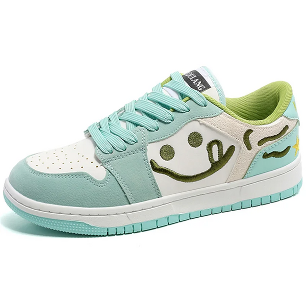 AlanBalen® - Smile Embroidery Sneakers Green Shoes