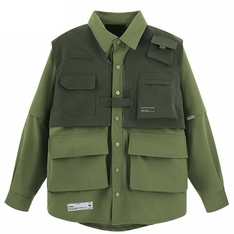 AlanBalen® - Streetwear Cargo Jacket Shirt Multi Pockets Jacket AlanBalen
