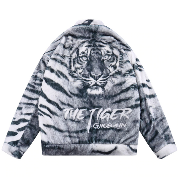 AlanBalen® Tiger Print Pattern Plush Padded Coat AlanBalen