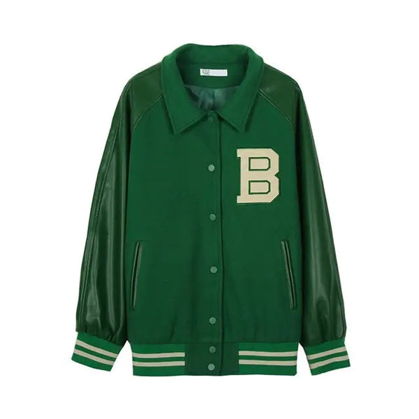 AlanBalen® B Green Baseball Jacket AlanBalen