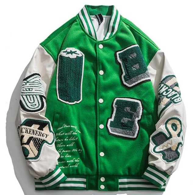 AlanBalen® - BE Green Baseball Jacket AlanBalen