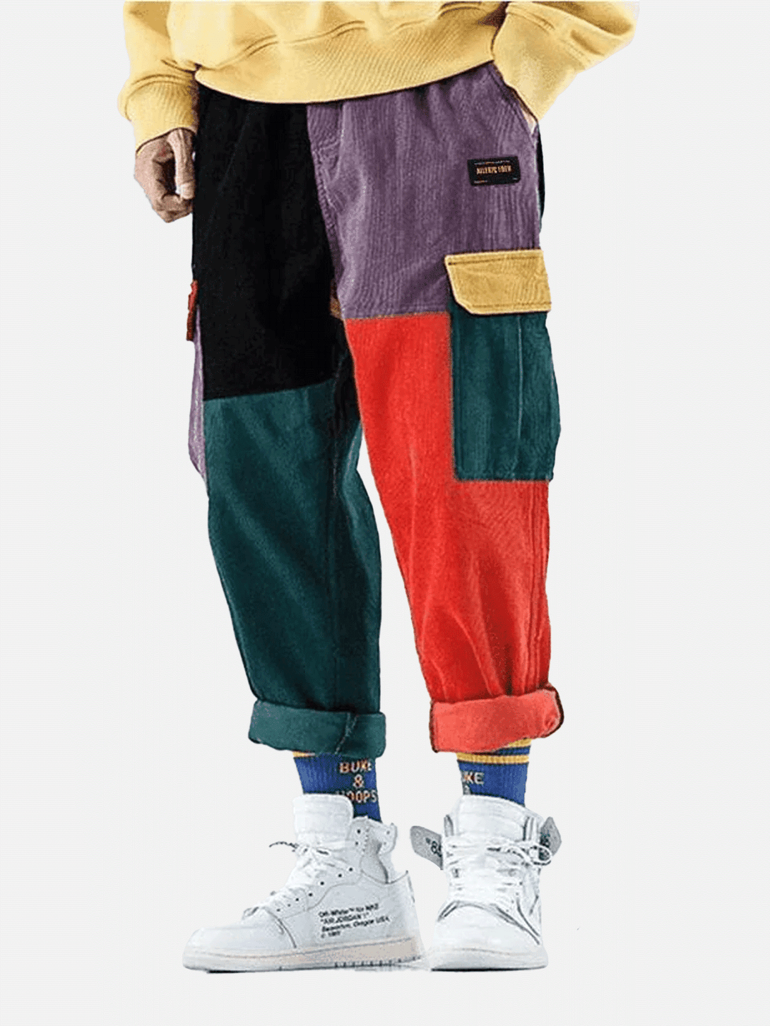 AlanBalen® "Back to 90's" Patchwork Color Block Corduroy Pants AlanBalen