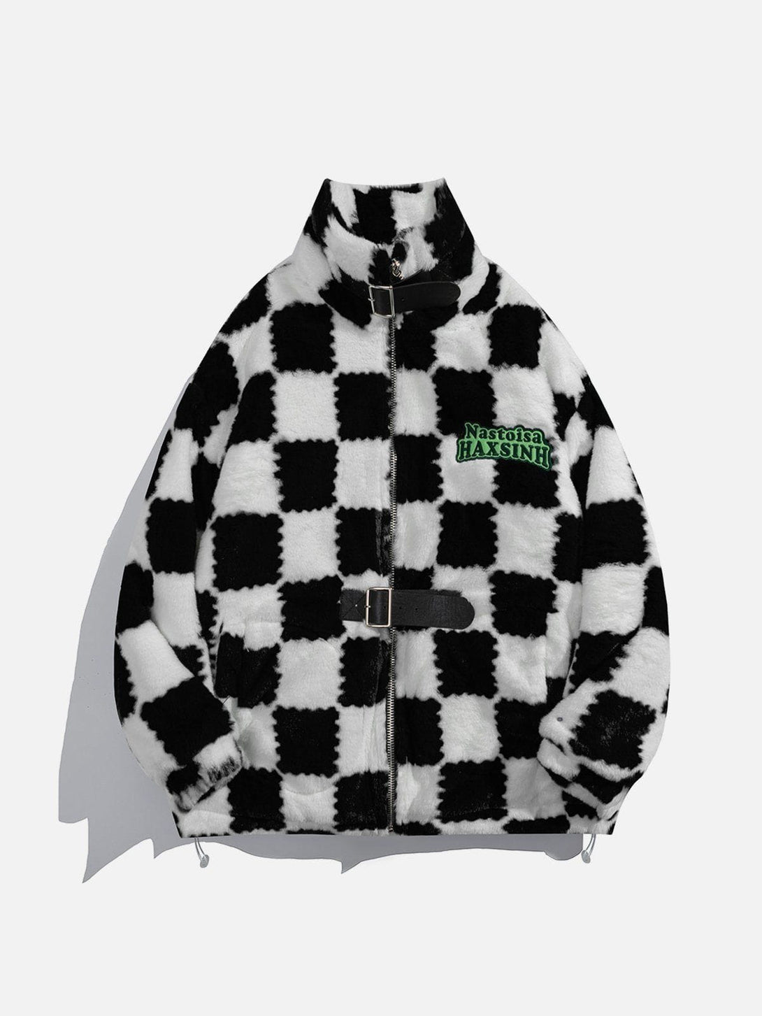 AlanBalen® Checkerboard Embroidered Sherpa Winter Coat AlanBalen