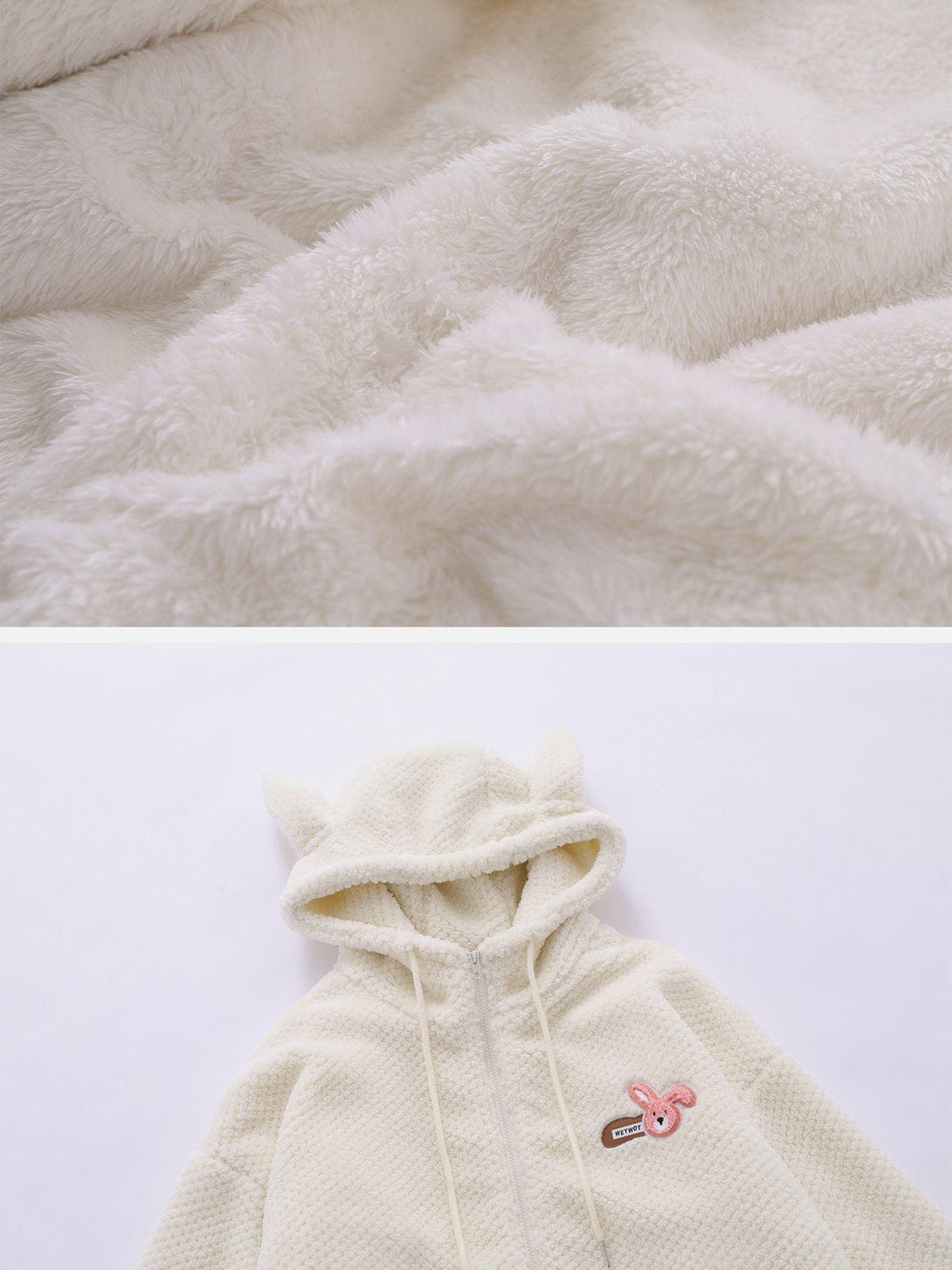 AlanBalen® Flocked Rabbit Hooded Sherpa Coat AlanBalen