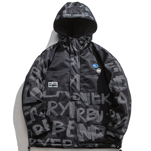 AlanBalen® Graffiti Letters Hooded Winter Coat AlanBalen