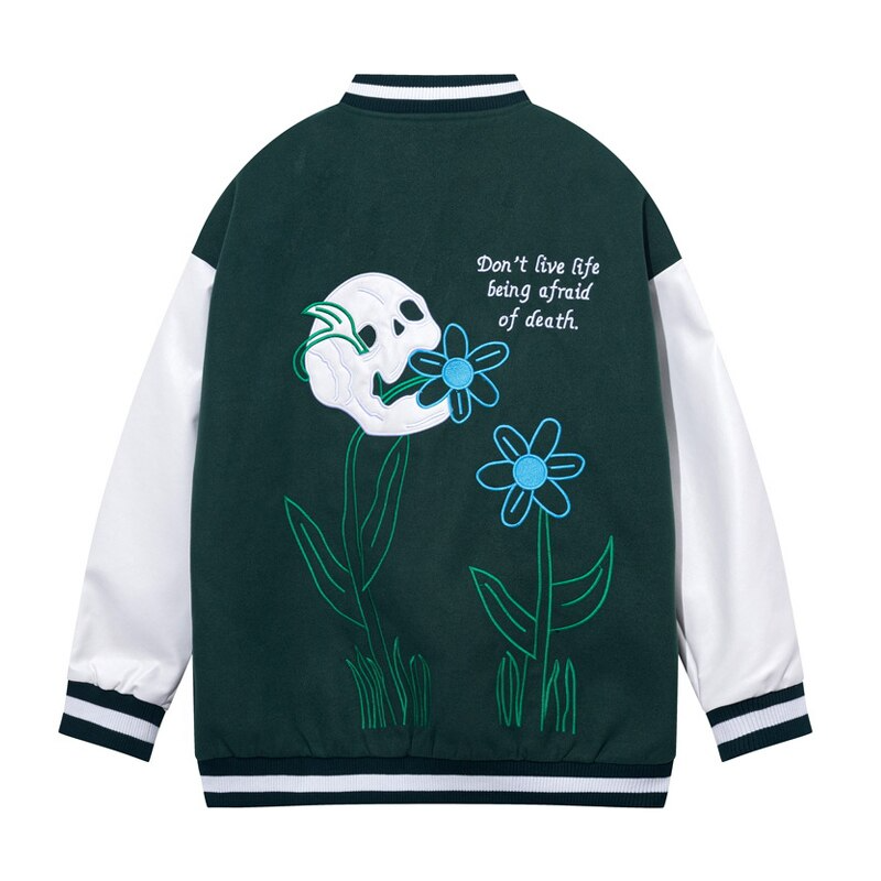 AlanBalen® Green Flower Varsity Jacket AlanBalen