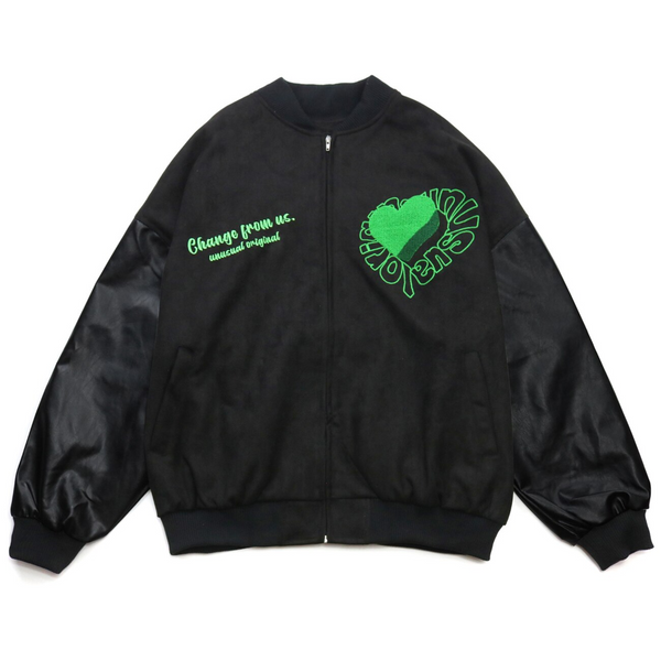 AlanBalen® Green Heart Embroidered Jacket - Streetwear Fashion - alanbalen.com