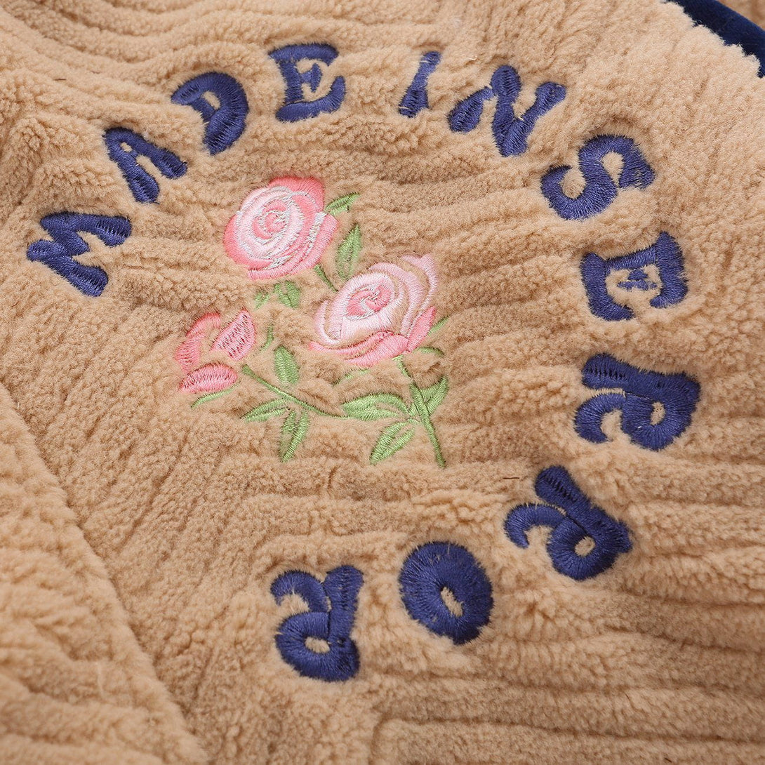 AlanBalen® Letter Flower Embroidery Sherpa Winter Coat AlanBalen