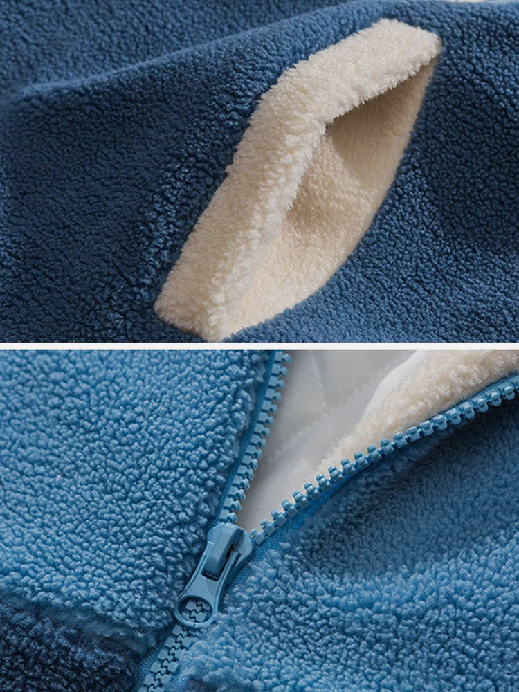 AlanBalen® Patchwork Labeling Sherpa Coat