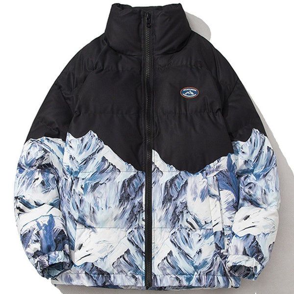 AlanBalen® Snow Mountain Print Winter Coat AlanBalen