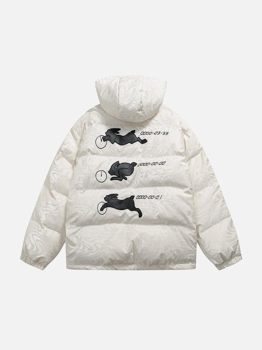 AlanBalen® Solid Color Rabbit Graphic Winter Coat AlanBalen