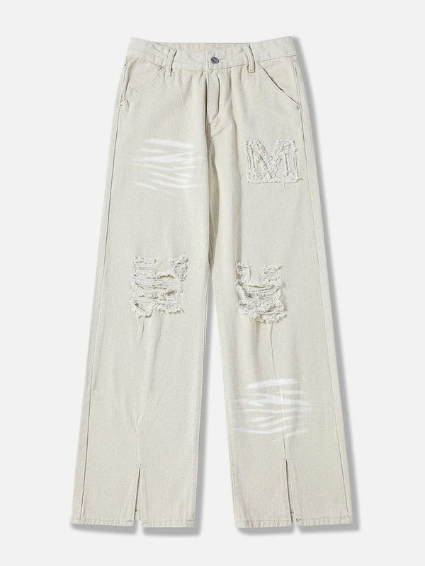 AlanBalen® Torn Textured Letter Pants AlanBalen