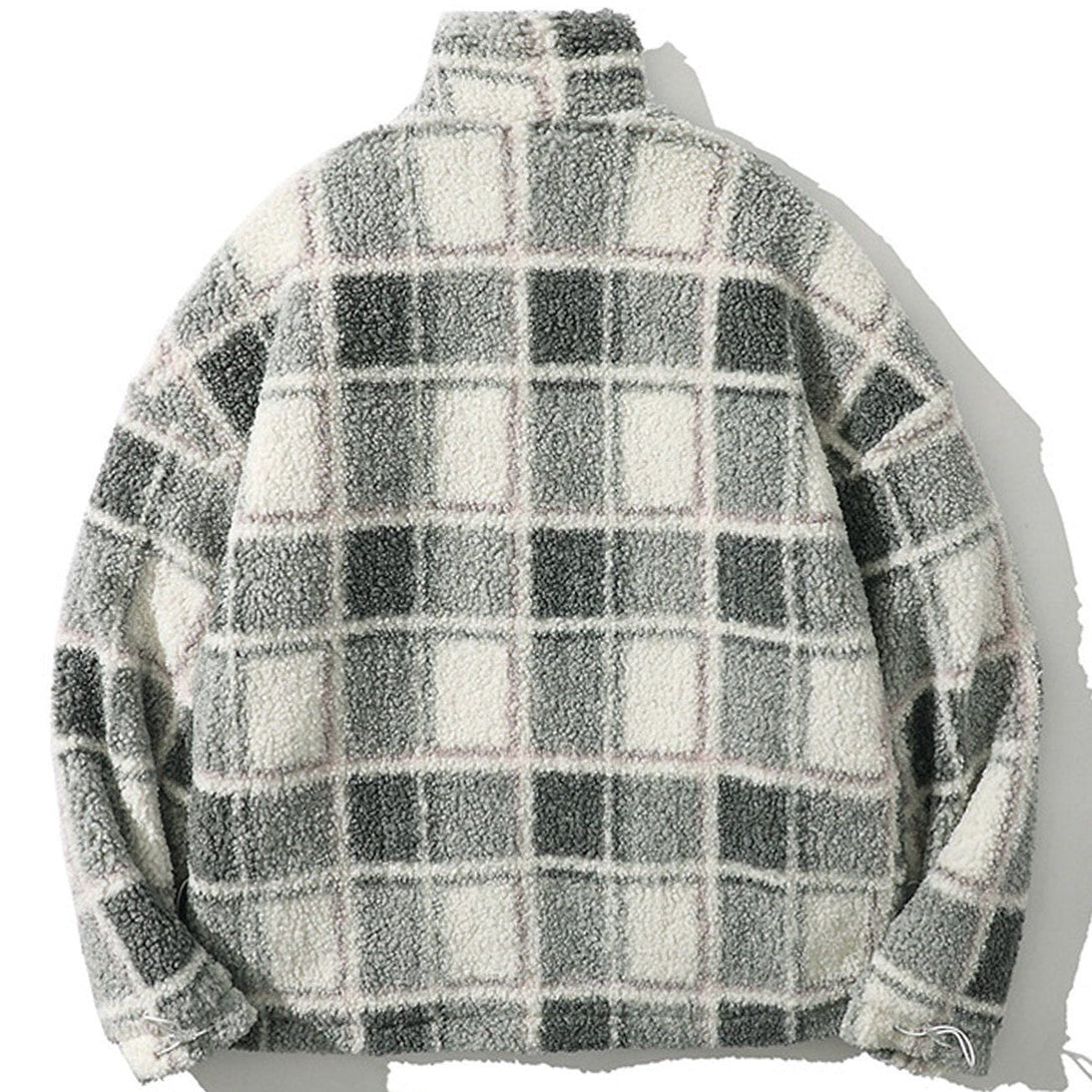AlanBalen® Vintage Checkerboard Plaid Sherpa Coat AlanBalen