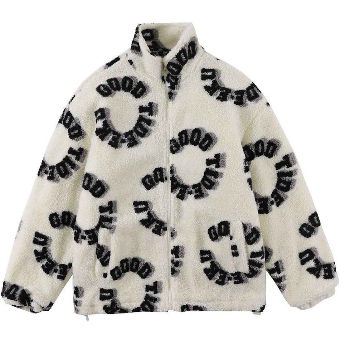 AlanBalen® - 3D Round Letters Sherpa Winter Coat AlanBalen