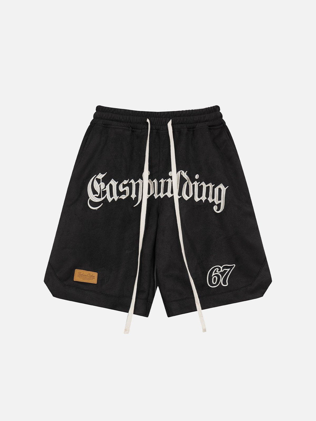 AlanBalen® - Alphabet Embroidery Suede Shorts AlanBalen