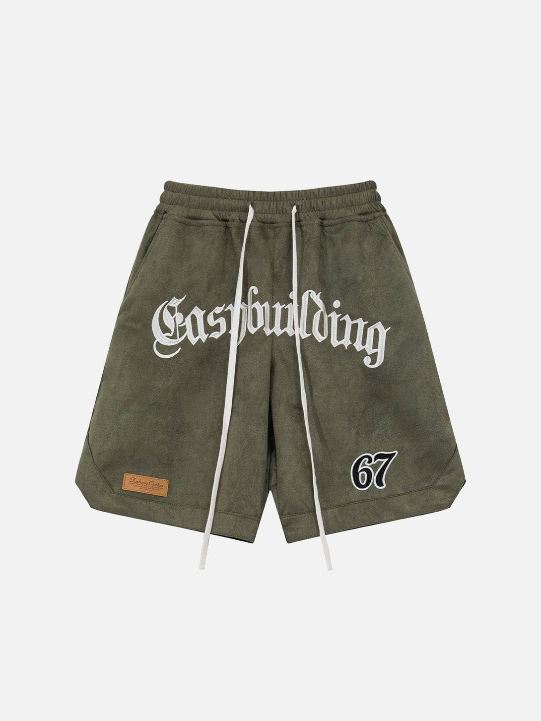 AlanBalen® - Alphabet Embroidery Suede Shorts AlanBalen