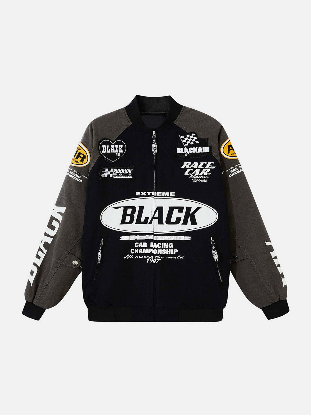 AlanBalen® - BLACK Print Biker Style Winter Coat AlanBalen