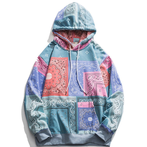 AlanBalen® - Bandana Print Panel Hoodie AlanBalen