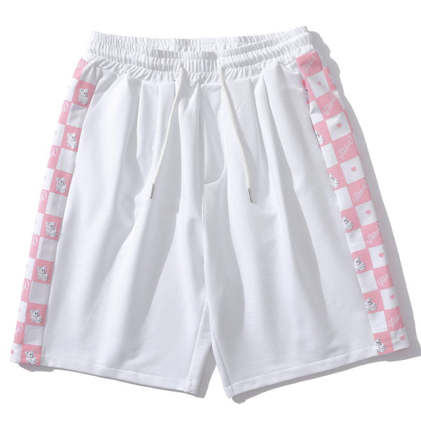 AlanBalen® - Bear Heart Print Checkerboard Shorts AlanBalen