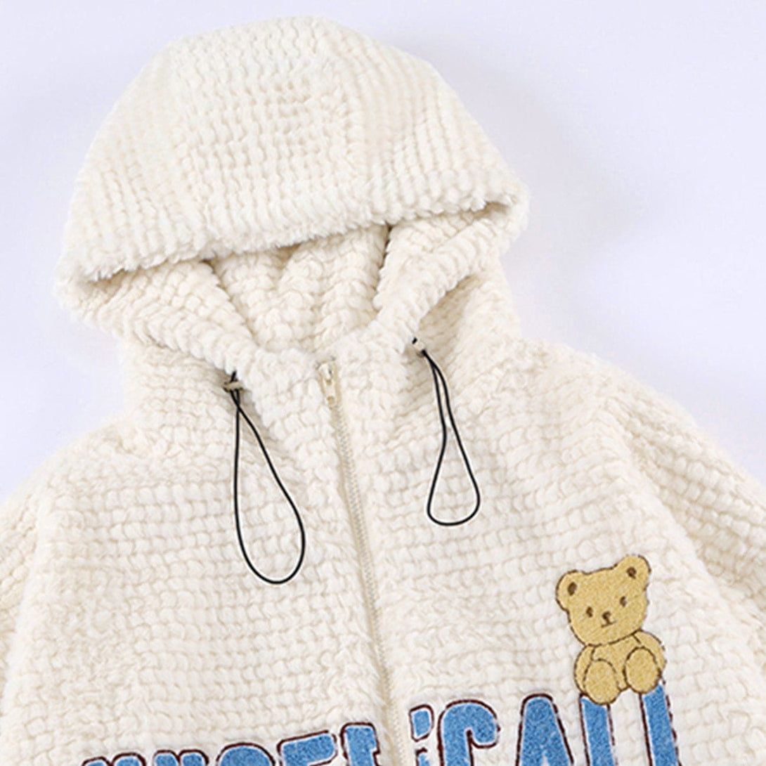 AlanBalen® - Bear Letter Embroidered Hood Winter Coats AlanBalen
