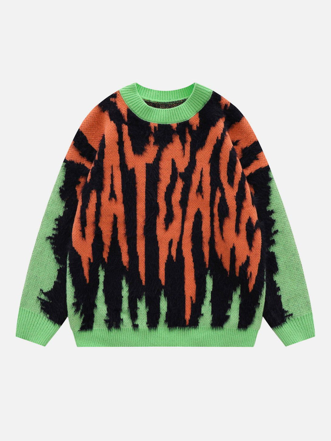 AlanBalen® - "CATCASE“ Print Contrast Plush Streetwear Sweater AlanBalen