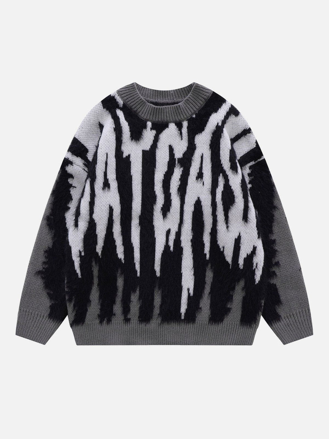 AlanBalen® - "CATCASE“ Print Contrast Plush Streetwear Sweater AlanBalen