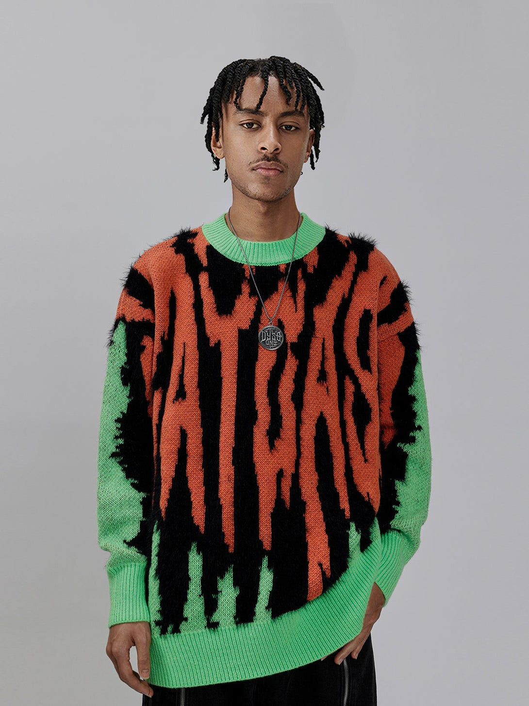 AlanBalen® - "CATCASE“ Print Contrast Plush Streetwear Sweater AlanBalen