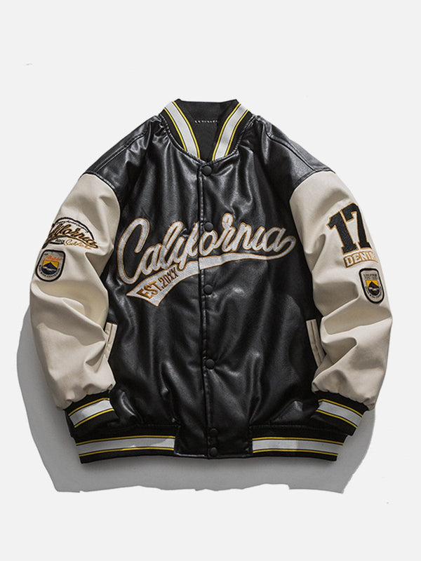 AlanBalen® - "California" PU Stitching Thicken Varsity Jacket AlanBalen