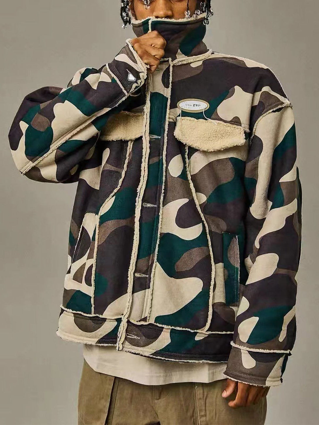 AlanBalen® - Camouflage Panel Sherpa Coat AlanBalen