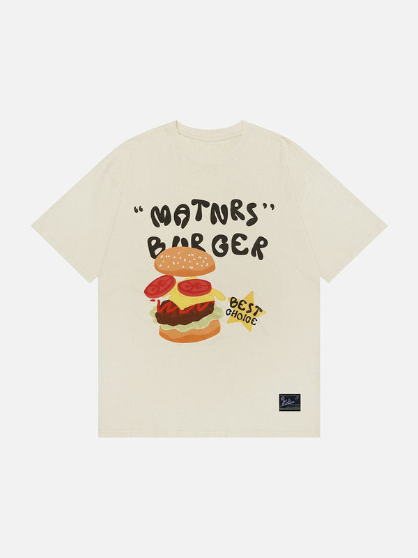 AlanBalen® - Cartoon Burger Print Tee AlanBalen