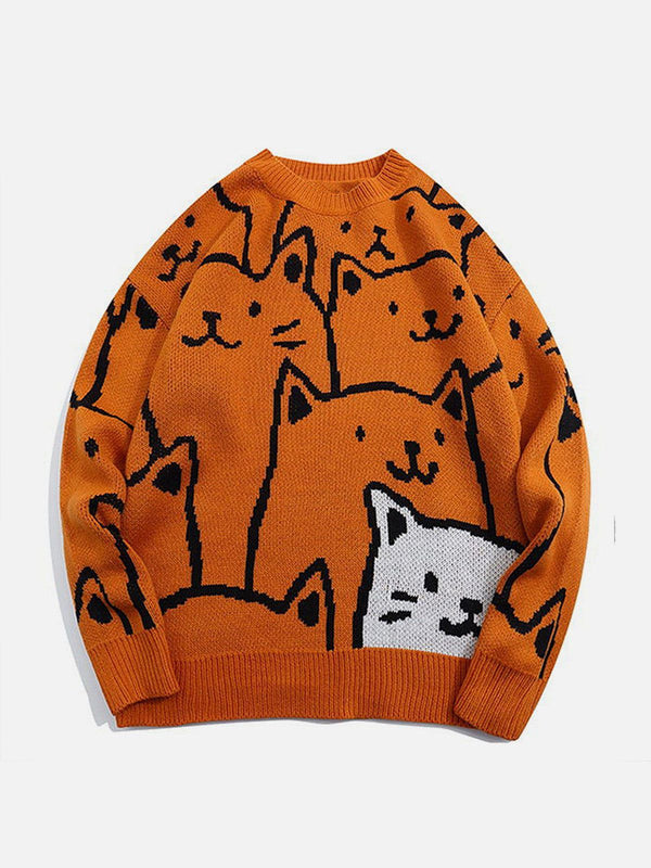 AlanBalen® - Cartoon Cat Pattern Knit Sweater AlanBalen