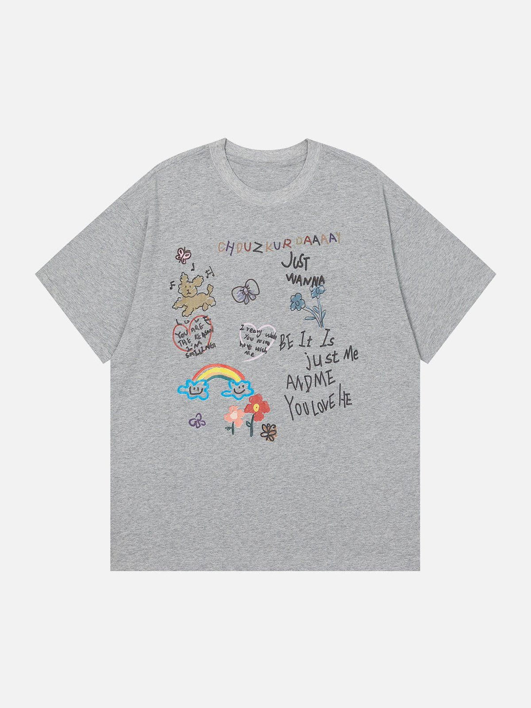 AlanBalen® - Cartoon Hand Painted Print Tee AlanBalen