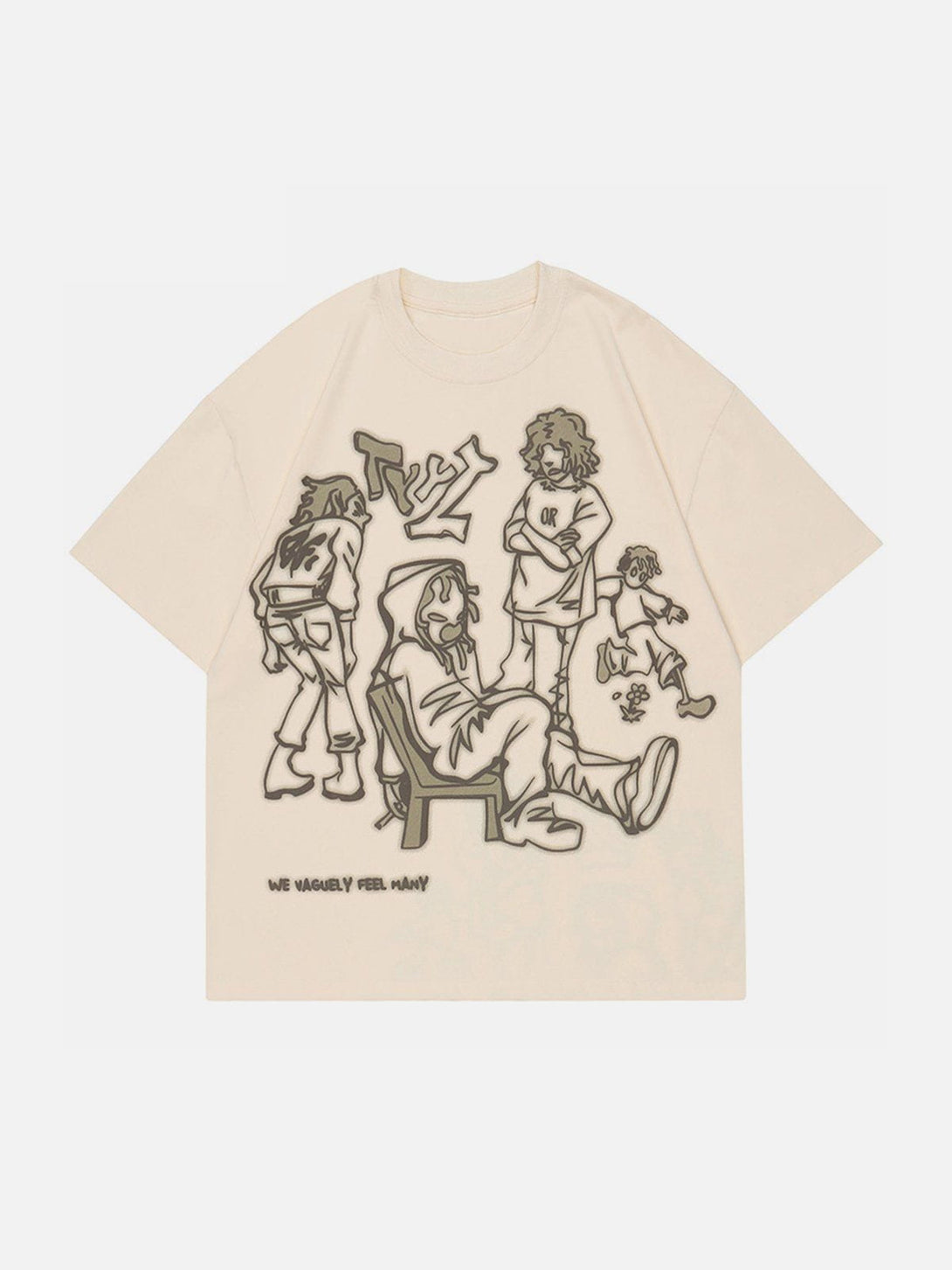 AlanBalen® - Cartoon Line Character Print Tee AlanBalen