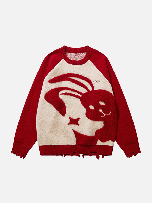 AlanBalen® - Cartoon Rabbit Embroidery Sweater AlanBalen