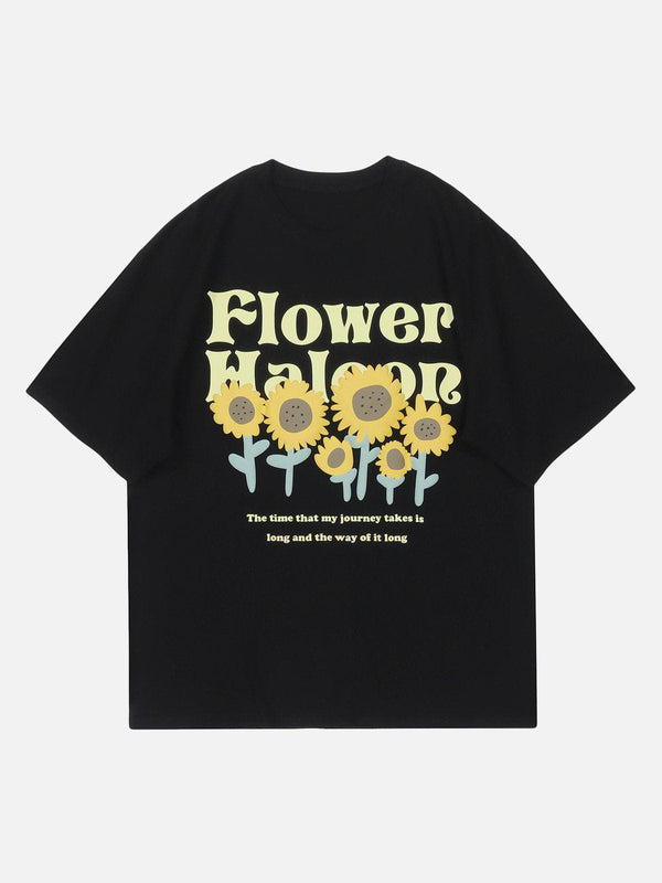 AlanBalen® - Cartoon Sunflower Graphic Tee AlanBalen