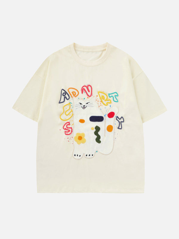 AlanBalen® - Cat Embroidery Print Tee AlanBalen