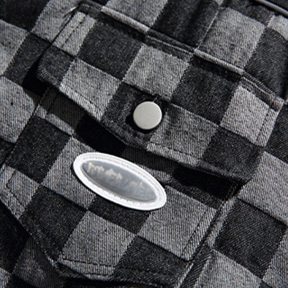 AlanBalen® - Checkerboard Denim Winter Coat AlanBalen