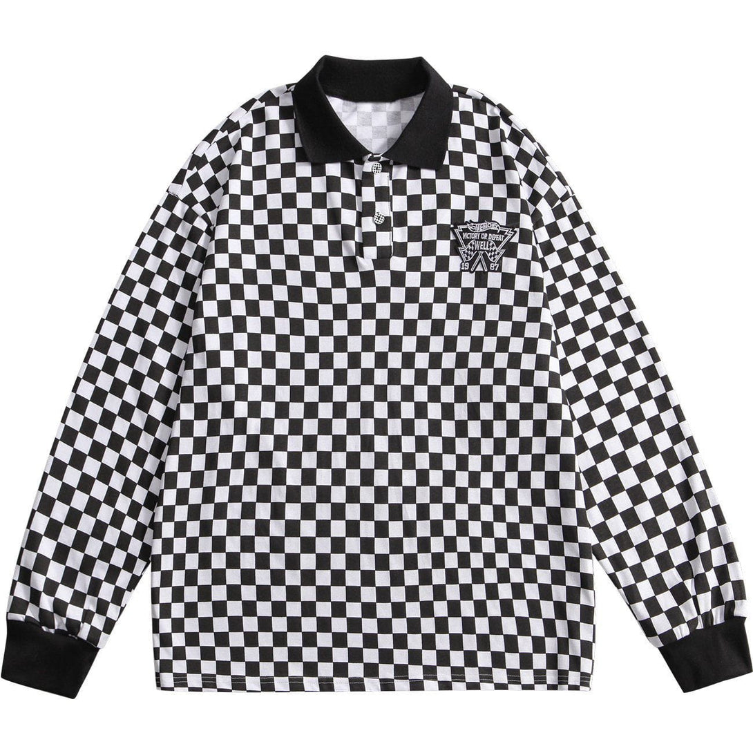 AlanBalen® - Checkerboard Patch Embroidered Sweatshirt AlanBalen