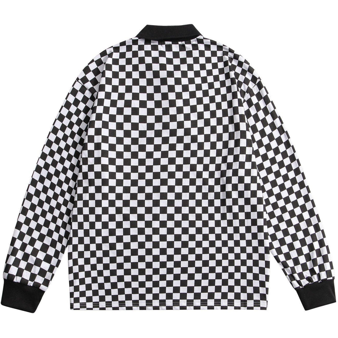 AlanBalen® - Checkerboard Patch Embroidered Sweatshirt AlanBalen