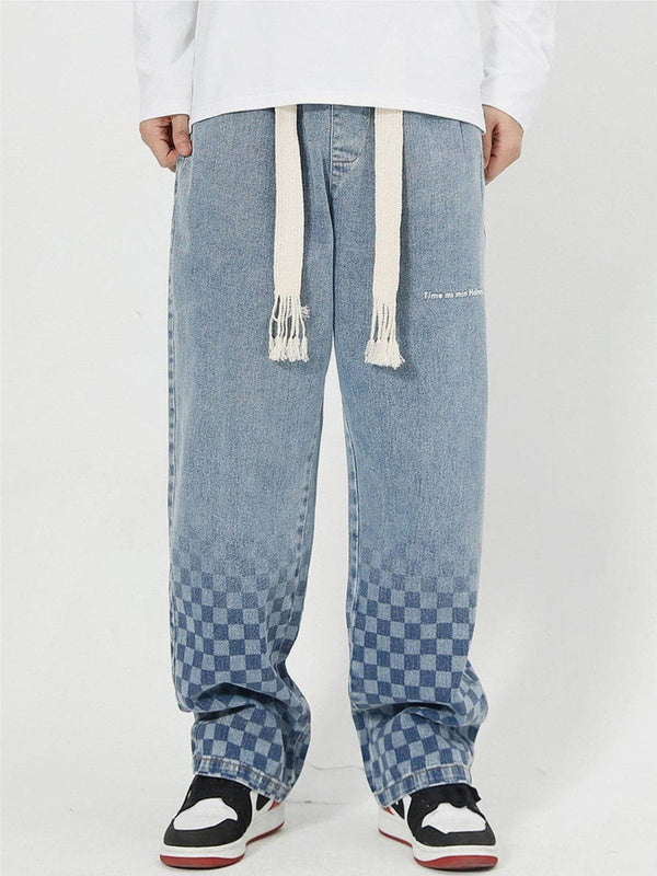 AlanBalen® - Checkerboard Print Jeans AlanBalen