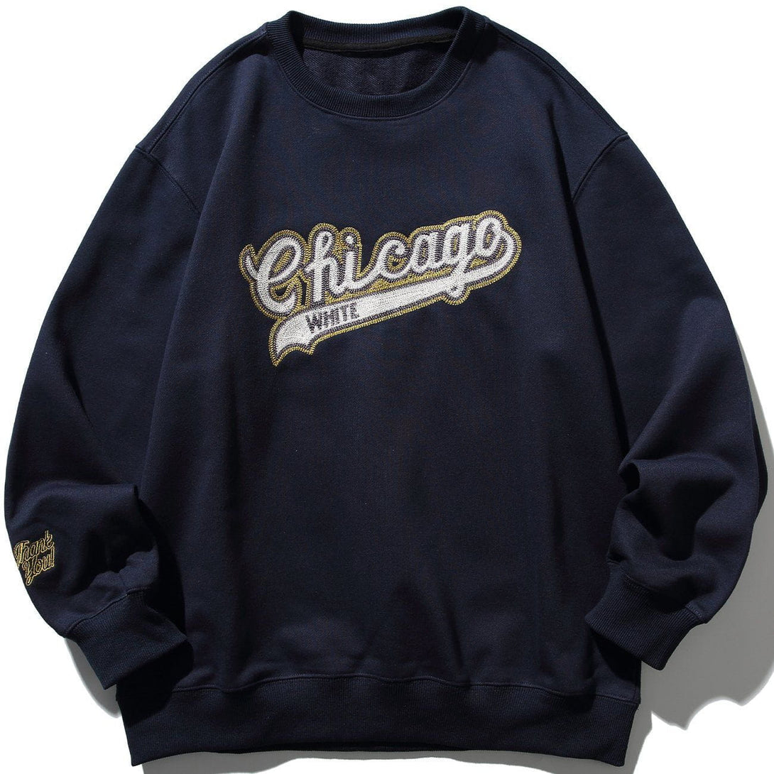 AlanBalen® - Chest Letter Embroidery Sweatshirt AlanBalen