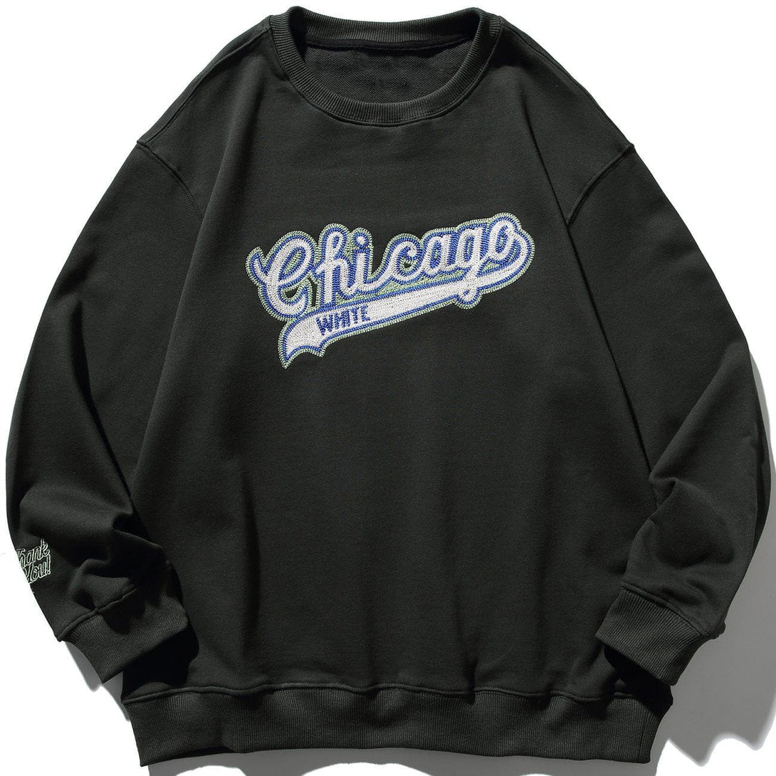 AlanBalen® - Chest Letter Embroidery Sweatshirt AlanBalen