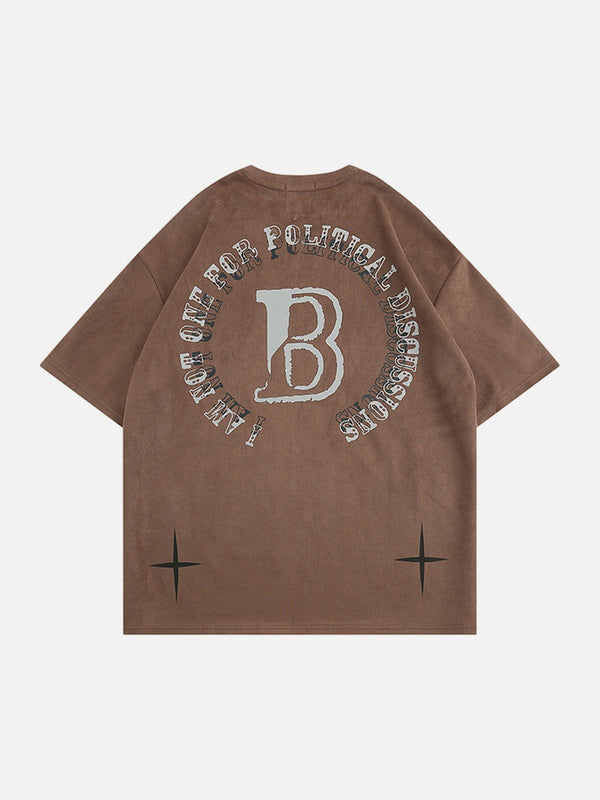 AlanBalen® - Circle Letter Graphic Suede Tee AlanBalen