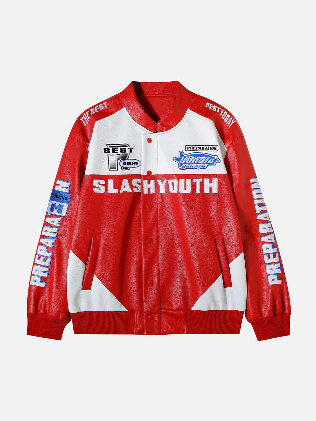 AlanBalen® - Color Block Stitching PU Racing Jacket AlanBalen