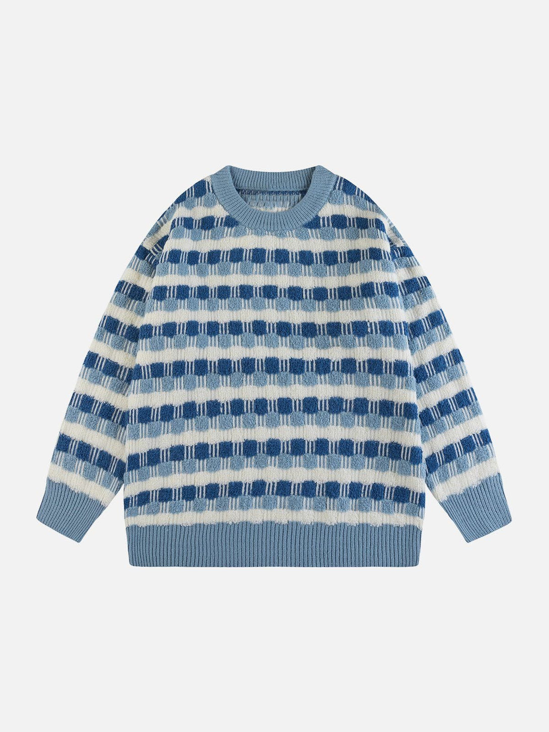 AlanBalen® - Colorblock Flocked Plaid Sweater AlanBalen