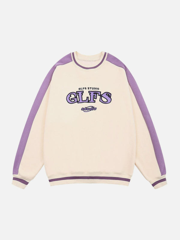 AlanBalen® - Colorblock Sleeves "GLFS" Embroidered Sweatshirt AlanBalen