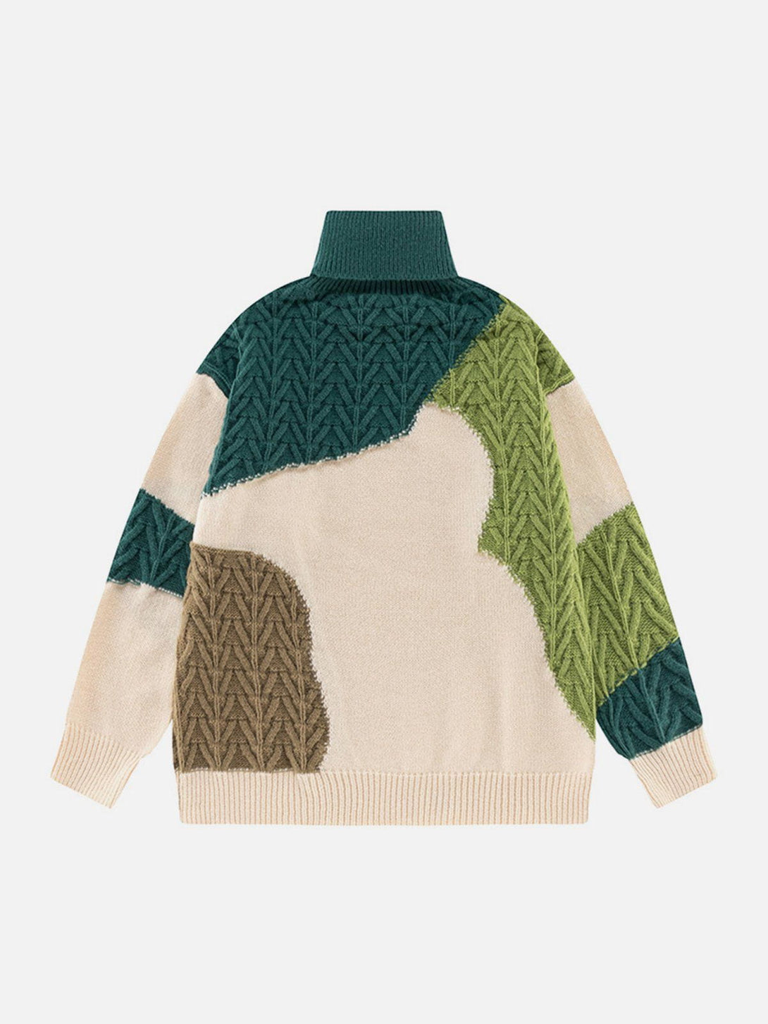 AlanBalen® - Contrast Patchwork Turtleneck Sweater AlanBalen